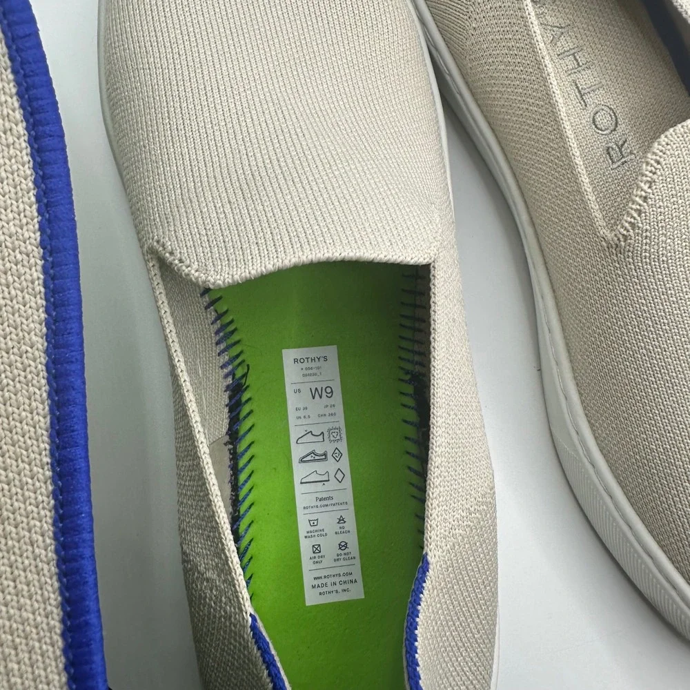 Rothys The Sneaker Sand Beige Slip On Knit Shoes Womens Size 9 006-101